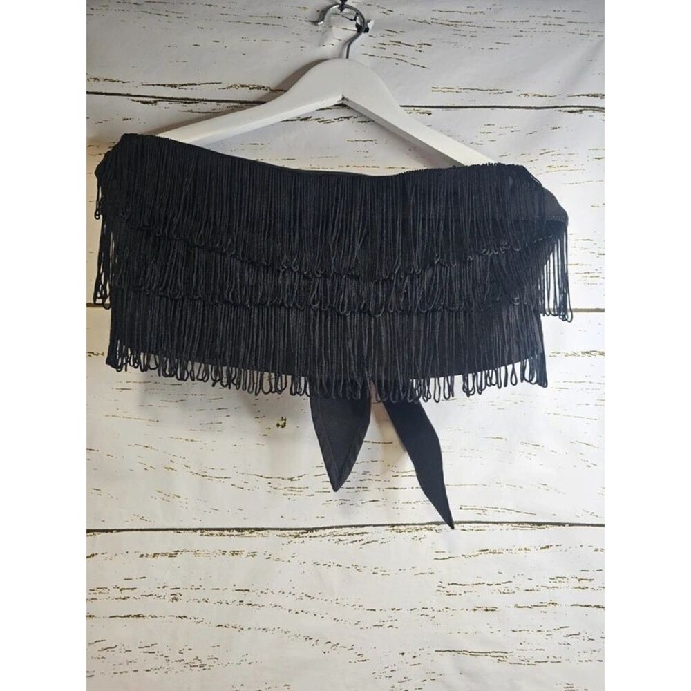 Altar’d State Black Fringe Halter Top Size M Festival Boho
